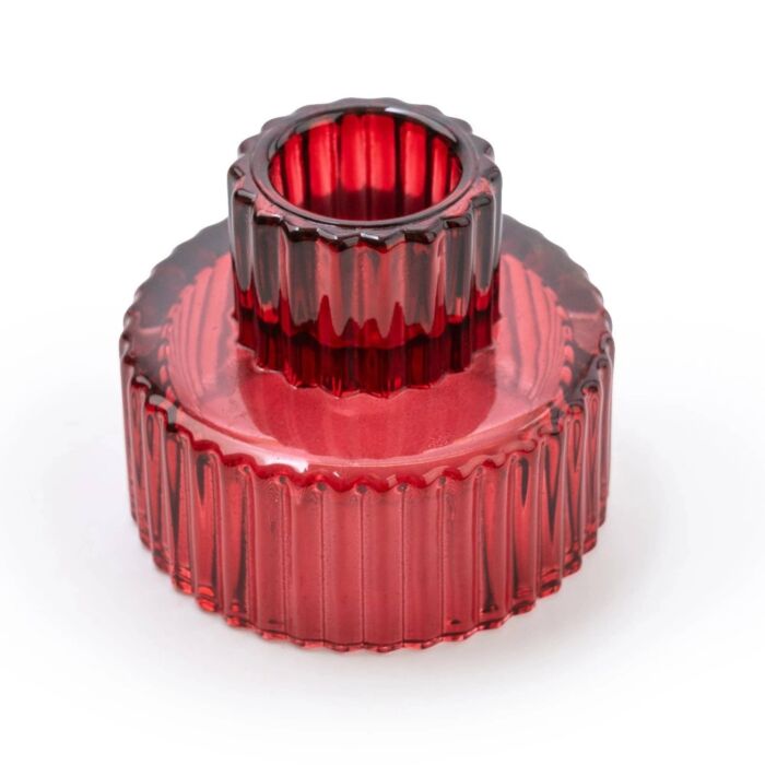 Candlelight Red Double Ended Glass Candleholder 6.5cm
